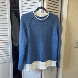 Women’s Blue Layered Crewneck Sweater